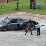 DRILL. The operatives of the NCPO’s Mobile Force Company during the conduct of one of its simulation activities at the Metro Naga Sports Complex in Barangay Pacol. (REY BAYLON, CEPPIO.)