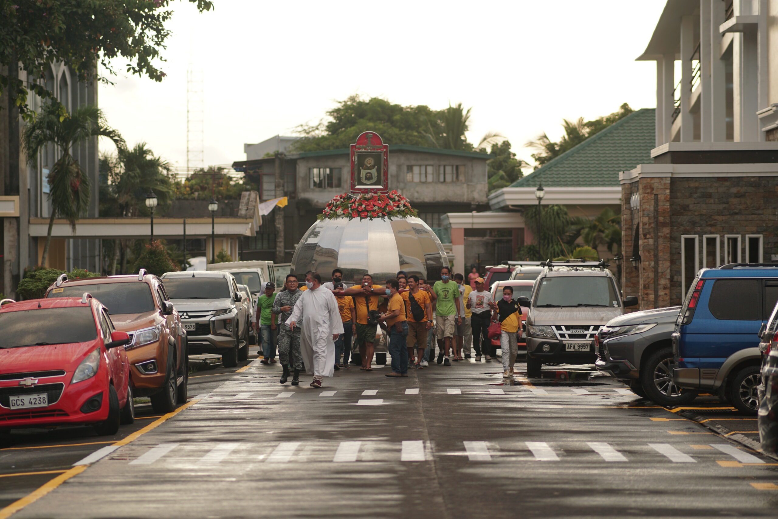 During the Procession of the Divino Rostro from Basilica to Peñafrancia Church with Clergy.