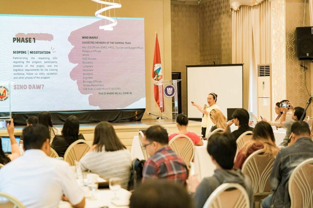 One of the speakers during the 5-day, NCCA-guided Cultural Mapping Training last November 20-24, 2023, presenting a module on the basics of Cultural Heritage.