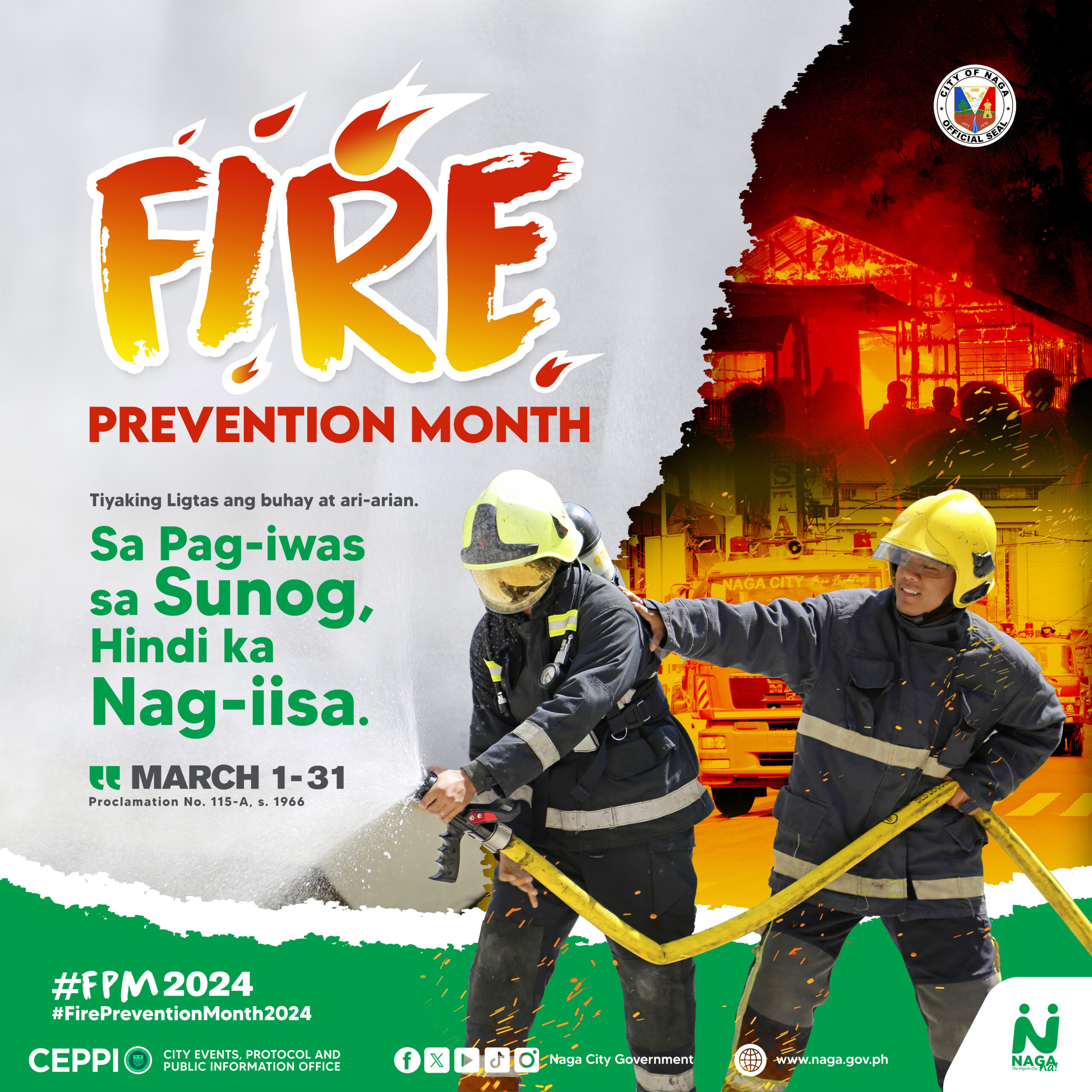 Fire Prevention Month 2024: "Tiyaking Ligtas ang buhay at ari-arian. Sa pag-iwas sa sunog, hindi ka nag-iisa"