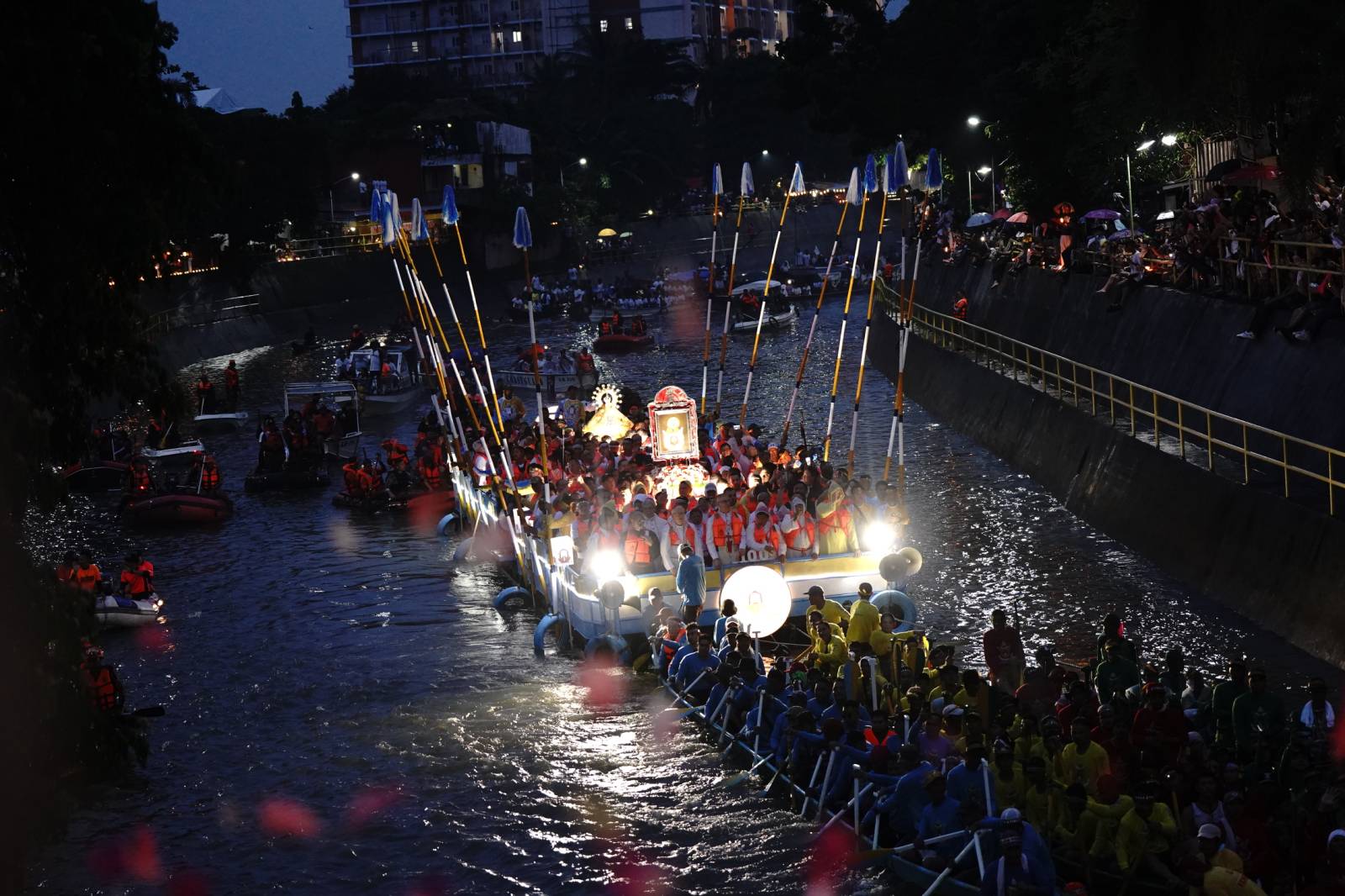 DEVOTION As the sun sets over Naga River, the pagoda carrying the image of Our Lady of Peñafrancia glides gracefully through the water, surrounded by thousands of devotees in prayer and song. With hands raised in jubilation, the faithful express their deep devotion, creating a powerful and solemn moment of unity and celebration. RAMIL HERRERA JR/CEPPIO.