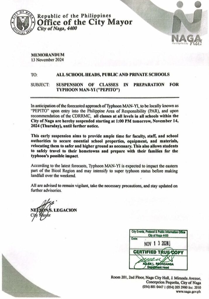 Memorandum on Class Suspension